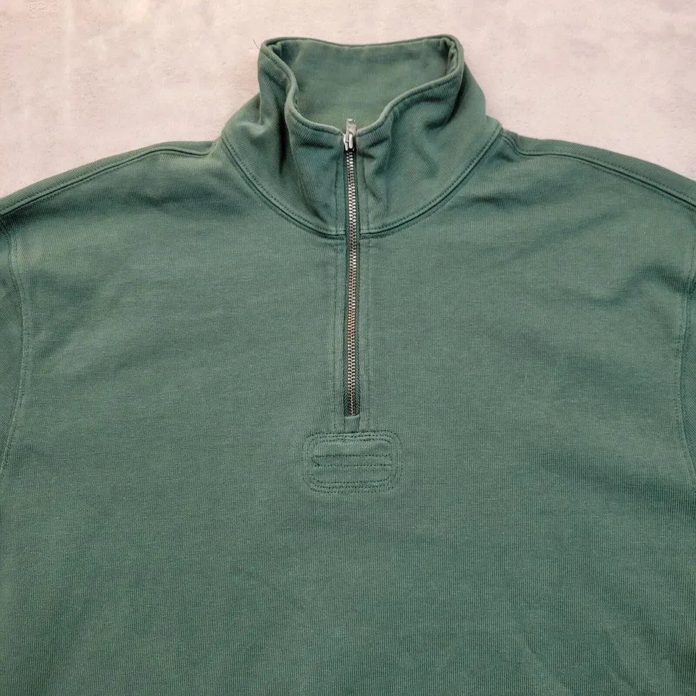 J Crew Sweater Men Small Green Oarsman Sweatshirt 1/4 Zip Cotton Reimagine Adult